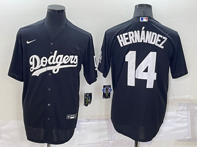 Men's Los Angeles Dodgers #14 Kiké Hernández Black Cool Base Stitched Jersey Men's Los Angeles Dodgers #14 Kiké Hernández Black Cool Base Stitched Jersey